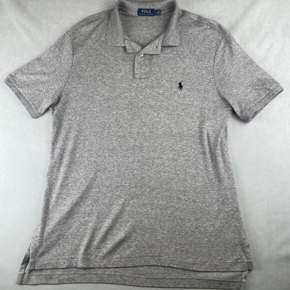 Polo Ralph Lauren Polo Shirt Men L Gray Heather Short Sleeve Pony Cotton Classic - Picture 1 of 6